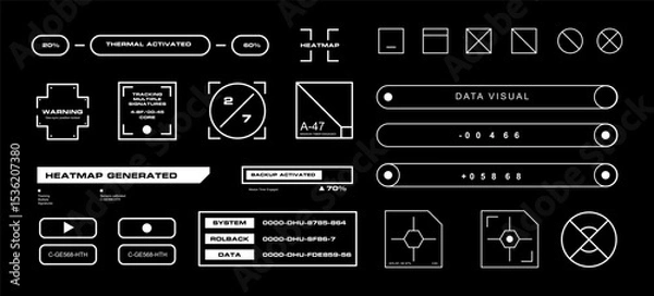 Fototapeta Futuristic Sci-Fi Interface Elements streetwear cyberpunk interface element technology graphic vector design template