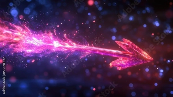 Obraz Gleaming crystal arrow pierces the cosmic void, bathed in ethereal light