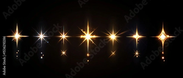 Fototapeta Seven stars of varying brightness and design on a dark background