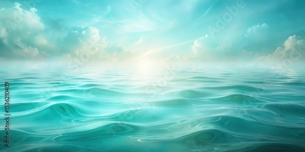 Fototapeta Serene Ocean Waterscape A Dreamlike Panorama of Gentle Waves Under a Softly Lit Sky