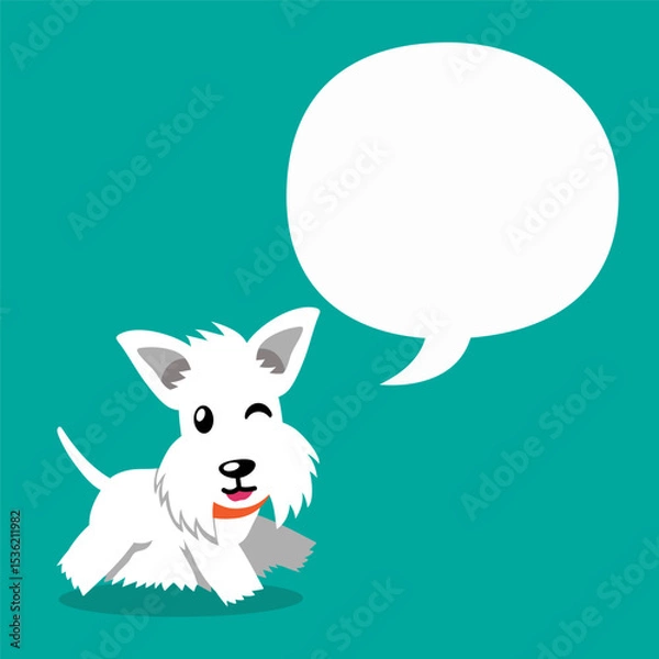 Obraz Vector cartoon character maltese dog with speech bubble