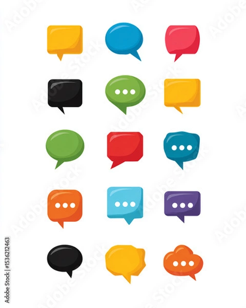 Fototapeta Collection of colorful speech bubbles in various shapes and designs set