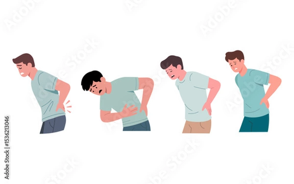 Obraz Illustration of four men experiencing back pain.