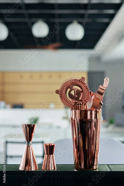 Fototapeta bartender's utensil and 2 jigger