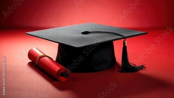 Obraz Graduate Diploma Red Background Design Concept