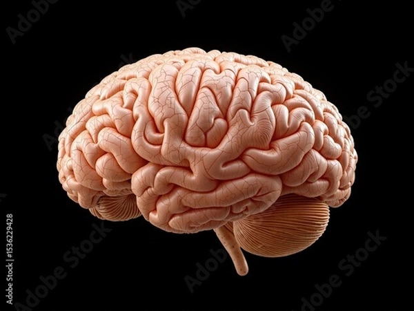 Obraz Isolated Human Brain, 3D Rendered on Dark Background