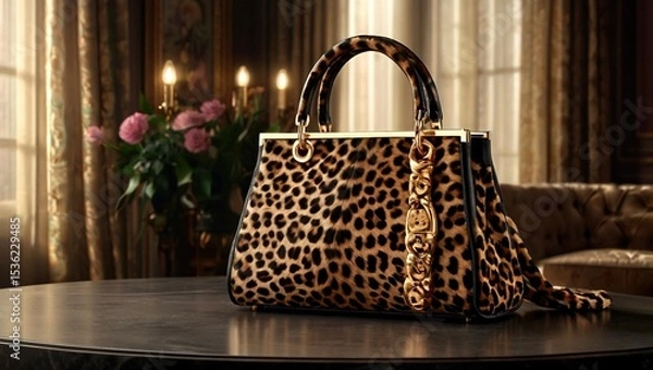 Obraz Luxurious Leopard Print Handbag - Design Concept