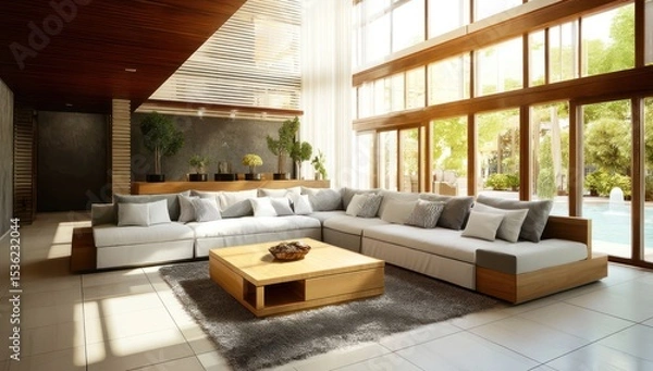 Obraz Bold art-inspired living room with colorful accents, unique furniture, and dynamic decor.