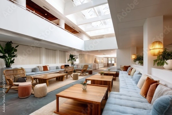 Obraz Inviting lounge area featuring soft cushions, modern design lines, and contemporary decor touches.