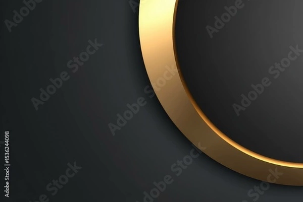 Fototapeta Elegant half-circle gold element over dark gradient