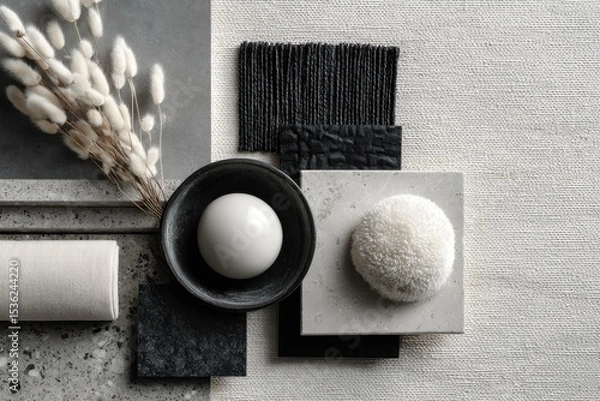 Fototapeta Elegant monochrome palette with textured materials
