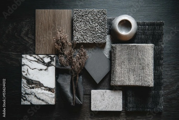 Fototapeta Elegant monochrome palette with textured materials