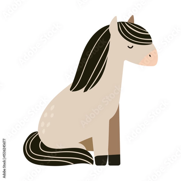 Fototapeta Horse, flat style, in delicate colors. suitable for cards, patterns, banners, stickers. Vector