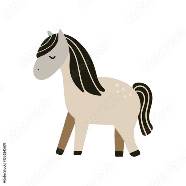 Fototapeta Horse, flat style, in delicate colors. suitable for cards, patterns, banners, stickers. Vector