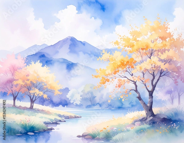 Obraz 秋　紅葉　生成AI　背景　
