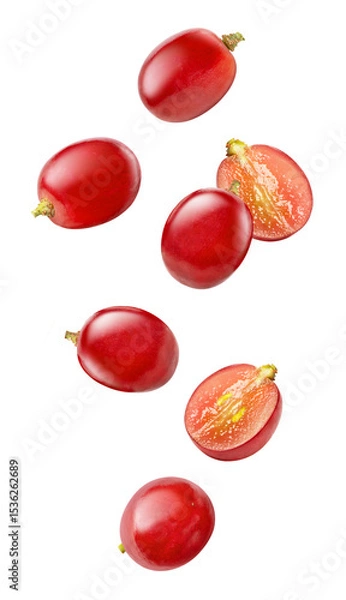 Fototapeta set of red grapes on white background