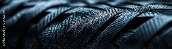 Fototapeta Close-up of Braided Carbon Fiber Composite Material for High-Tech Applications