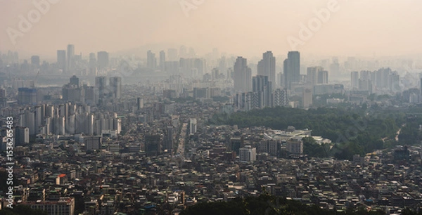 Obraz 미세먼지에 둘러 쌓인 도시 풍경