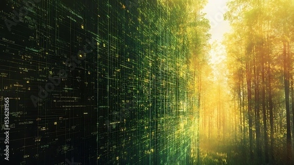 Obraz Digital pathway through a golden forest