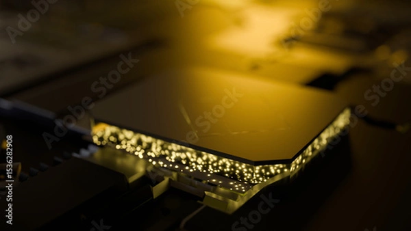 Obraz Electron bubble in a quantum CPU on a mainboard (3D Rendering)