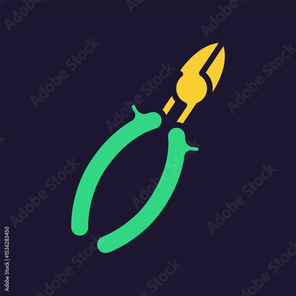 Fototapeta Nippers icon. Construction tool. Color vector instrument illustration