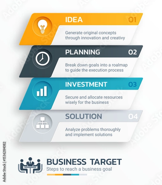 Obraz Business infographic step modern and colorful design chart template background, Presentation slide template, Chart concept.