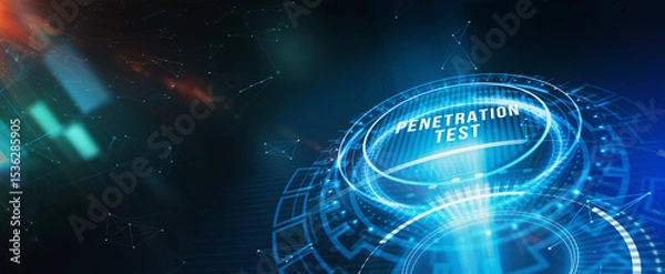 Obraz PENETRATION TEST inscription, cyber security concept. 3d illustration