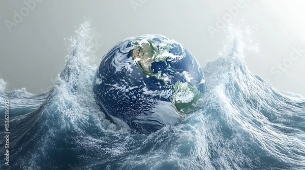 Obraz Earth in stormy waves