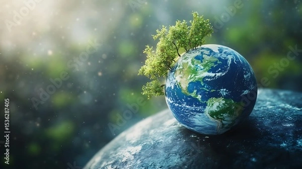 Obraz Earth with lush tree growth