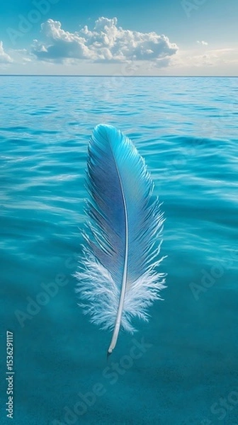 Obraz Feather floating on ocean water