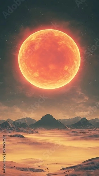 Obraz Fiery moon over desert landscape