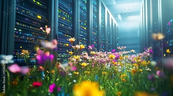 Obraz Floral server room