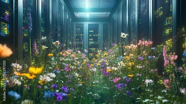 Obraz Floral server room