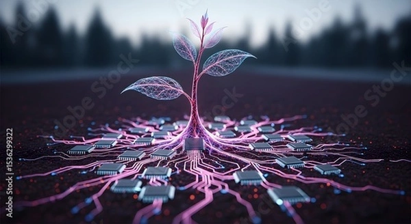 Obraz Growth technology circuit board ai artificial intelligence future innovation digital plant concept 100