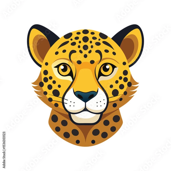 Fototapeta Minimal Cheetah head icon vector illustration on white background