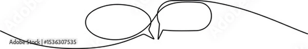 Fototapeta Minimalist One Line Dialog Cloud. Vector Outline of Message Icon.