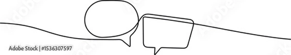 Fototapeta Continuous Line Chat Bubble Icon. Simple Communication Symbol Illustration