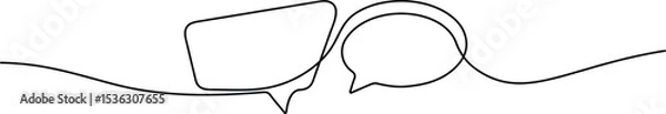 Fototapeta One Line Drawing of Speech Bubble. Minimal Chat Icon Vector Design