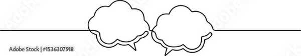Fototapeta Talk and Message Symbol. One Line Drawing Speech Bubble Illustration