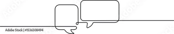 Fototapeta One Continuous Line Speech Balloon. Chat App Icon Concept Design