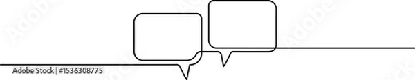 Fototapeta Single Line Drawing of Message Bubble. Linear Vector Illustration