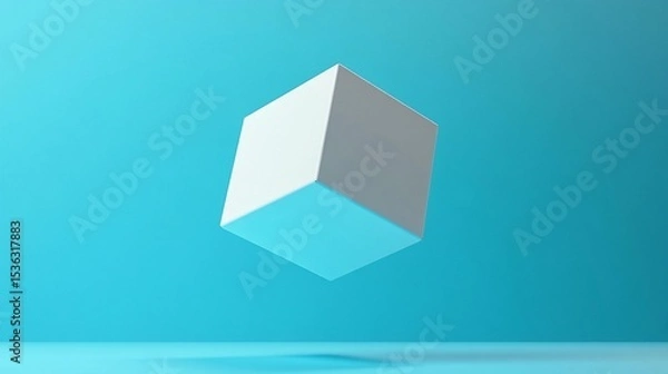 Fototapeta Floating Cube: Minimalist 3D Render