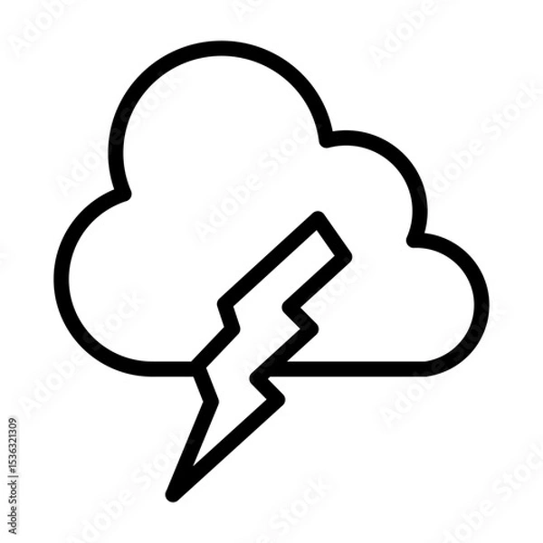 Fototapeta Lightning Cloud Vector Filled Icon Design