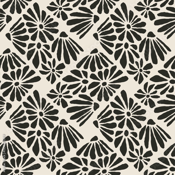 Fototapeta Trendy minimalist seamless botanical pattern with abstract creative hand drawn composition