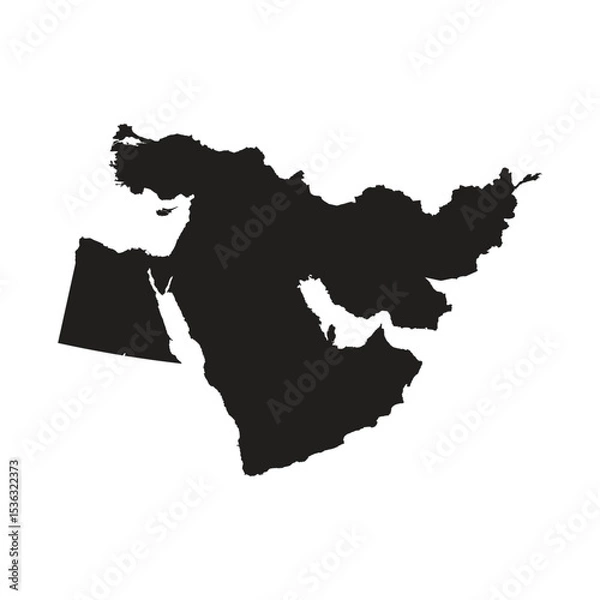 Obraz Middle East Black Map Vector Design
