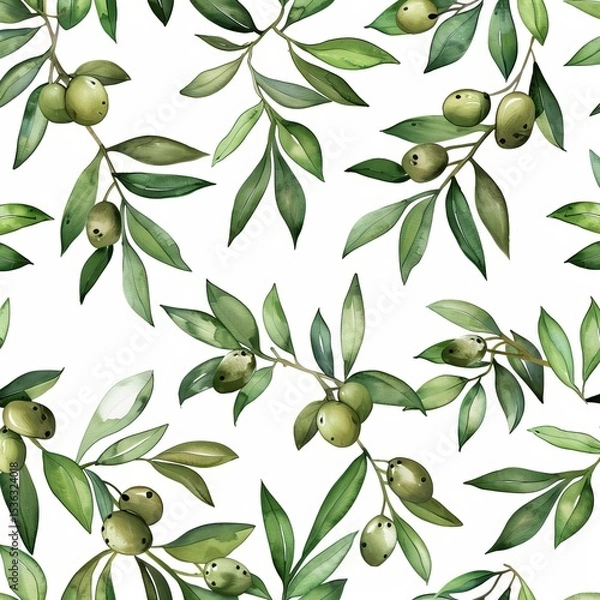 Fototapeta Seamless watercolor pattern with flowers and plants, floral pattern, for textiles, paper
