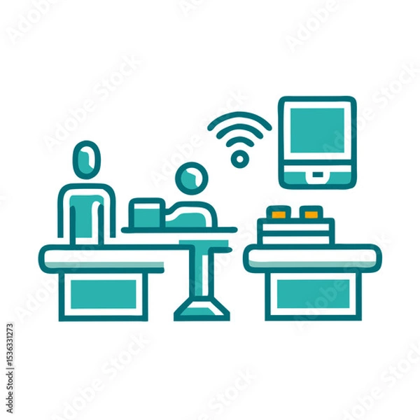 Obraz Airport facilities illustration depicting check-in service area  