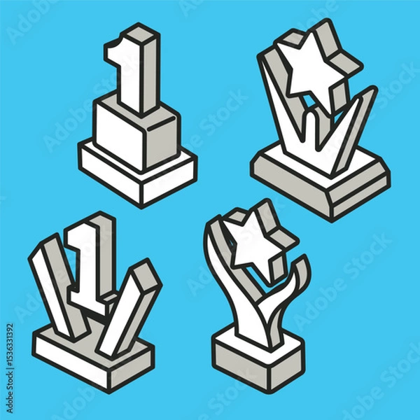 Obraz Isometric Trophy Icon Illustrations