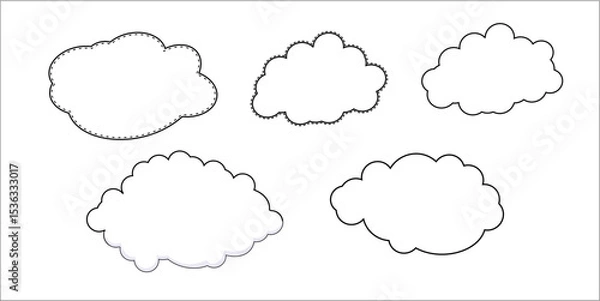 Fototapeta Hand Drawn Cloud Outline Set | Vector Doodle Cloud Shapes for Design & Art