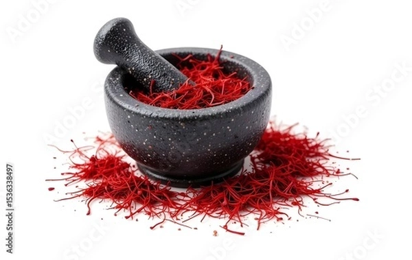 Obraz Saffron stone mortar isolated on white